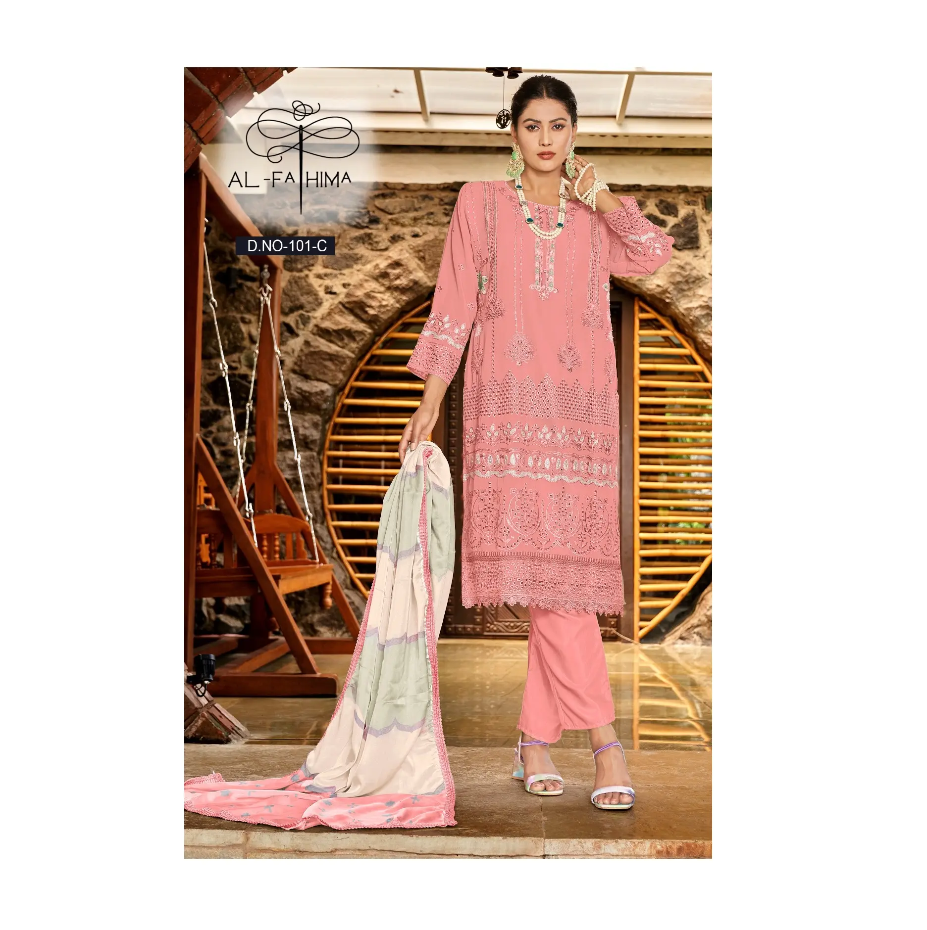 Tasarımcı ağır Georgette nakış iş parti giyim pakistan Salwar Kameez kadınlar için hindistan toplu elbiseler tedarikçisi 2024
