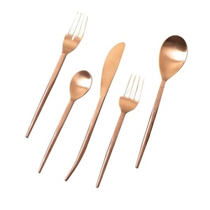 Juego de Cubiertos de cuchara y tenedor más vendido, utensilios de cocina con acabado Chapado en cobre, juego de cubiertos de latón para uso de Catering - Product Image 4