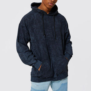 Vêtements en gros personnalisés unisexe surdimensionnés en coton épais pour l'hiver, sweats à capuche brodés délavés au soleil et effet délavé à l'acide pour hommes - Product Image 1