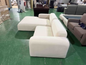 Современный модульный диван-кровать L-образной формы в скандинавском минималистичном стиле из ткани для гостиных в квартирах и виллах - Product Image 4