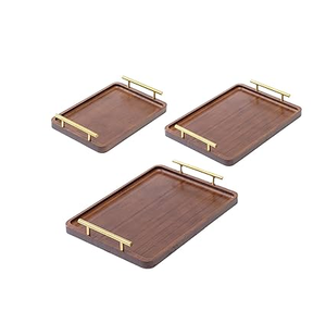 Bandeja de madera para artículos para el hogar Bandeja de servicio Fantástica bandeja de servicio de madera con mango de metal a precio barato - Product Image 2
