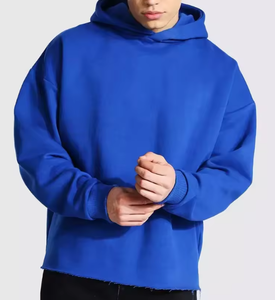 Custom Comfortable <b>Men</b> French Terry No String Design Cotton 400 GSM Blank Heavyweight Hoodies - Product Image 6