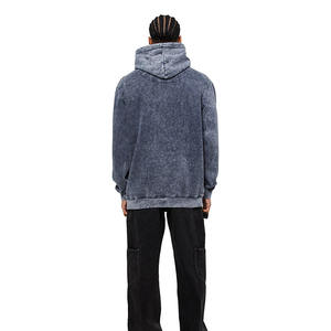 Offre Spéciale Vintage unisexe lavage à l'acide à capuche Logo personnalisé délavé cordon poids lourd tissu pull grande taille hommes à capuche imprimer - Product Image 3