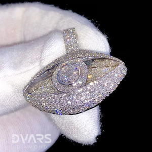 Dvars Diamond DHP-140 Colgante de Moissanita Chapado en Oro de Plata de Ley 925 Personalizado con Diseño 'Eyes Iced Eye' que Pasa la Prueba del Diamante - Product Image 6
