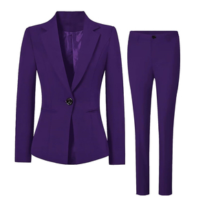 Traje de chaqueta tejido de terciopelo sólido largo para mujer con un solo botón para negocios de oficina formal 2026 - Product Image 1