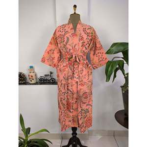 Vestido Kimono Boho de Verano, Tejido Suave de Algodón con Estampado de Flores de Durazno, Ropa Casual para Mujer - Product Image 4