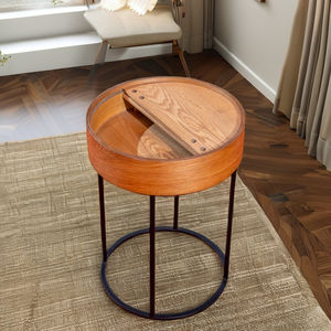 Vente chaude Table Basse Ronde Moderne en Placage de Frêne MDF Mobile avec Cadre en Métal Meubles de Salon pour Usage Domestique - Product Image 1