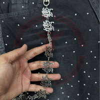 Celana pendek Denim Vintage kualitas tinggi tambalan bordir berlian imitasi serba ada warna kustom dompet rantai ramah lingkungan Denim