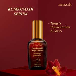 Sérum Kumkumadi 30ml Anti-rides Éclaircissant Hydratant pour le Visage Infusé au Curcuma, Arbutine, Thé Vert, Vitamines E et C - Product Image 2
