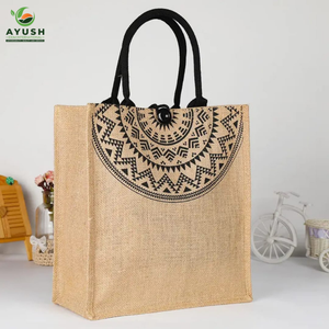 Sacs shopping en jute personnalisés avec logo marron pour supermarchés et centres commerciaux - Product Image 5