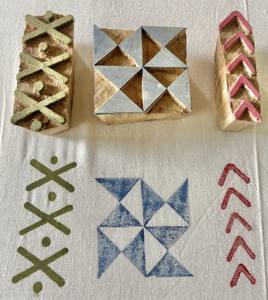 Geometric Wooden Block Stamp <b>Set</b> | Handcarved Indian Printing Blocks for Fabric, <b>Clay</b> & Paper Crafts - Product Image 3