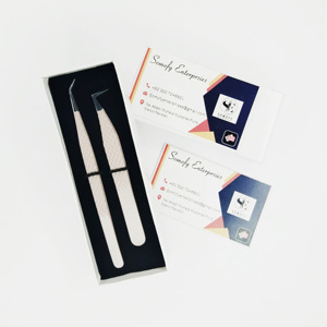 Pinzas de extensión de pestañas de acero inoxidable antideslizantes Herramientas de precisión para maquillaje con pestañas de punta de fibra sostenible - Product Image 6