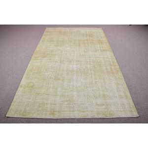 Turkish Large Rug 5,2x8,7 ft (160x265 cm), Vintage <b>Yellow</b> Southwestern <b>Wool</b> Rug - Product Image 1