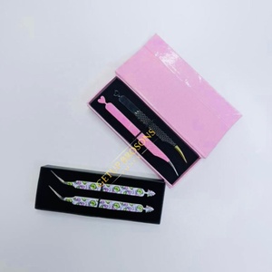 Pince à épiler pour cils GETUP BROSONS IMPEX de haute qualité en acier inoxydable, plusieurs couleurs, pointe lisse, poignée diamantée, antimagnétique - Product Image 3