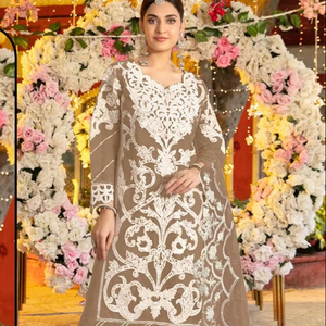 Nuevo traje de Salwar de Organza pesada pakistaní y Dupatta con bordado pesado y traje de trabajo Khatli a mano para mujer - Product Image 1