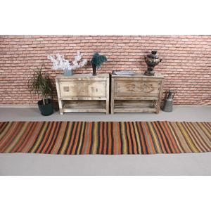 Turkish 2.1x11.2 ft Rug, Kilim Vintage Rug, <b>Brown</b> Camouflage Rug <b>Wool</b> - Product Image 2
