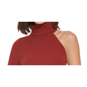 Top Monospalla a Collo Alto da Donna Calvin Klein, Rosso, Taglia S, in Tessuto Lavorato a Maglia - Product Image 2