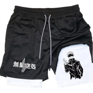 กางเกงขาสั้นออกกำลังกายผู้ชายลายอนิเมะแบบกำหนดเอง แห้งเร็ว ระบายอากาศ ซับเหงื่อ สำหรับออกกำลังกายและวิ่ง กางเกงขาสั้น 2-in-1 - Product Image 4
