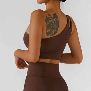 Women's Breathable Quick Dry Plus Size Workout Yoga Sports <b>Bra</b> One Shoulder Push up Medium Support <b>Removable</b> <b>Pads</b> - Product Image 2