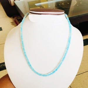 Collar de cuentas de Aguamarina Natural de calidad AAA, Color azul, alta claridad, graduado, hecho a mano, cierre de plata esterlina, regalo único - Product Image 3