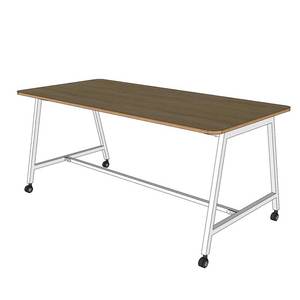 Table de réunion moderne minimaliste en contreplaqué 180x80cm Système FOS FOS008 avec pieds en fer - Product Image 4