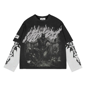 เสื้อยืดลายกราฟิกแบบดั้งเดิม พิมพ์ลาย DTG สองชั้น ทรงปกติ ผ้าฝ้าย 100% แขนยาว สไตล์ Y2K เป็นมิตรกับสิ่งแวดล้อม ระบายอากาศได้ดี - Product Image 5