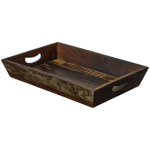 2024 hôtel fête acacia bois servant petit déjeuner organisateur de nourriture rectangulaire personnalisé plateau de service en bois avec poignées - Product Image 4