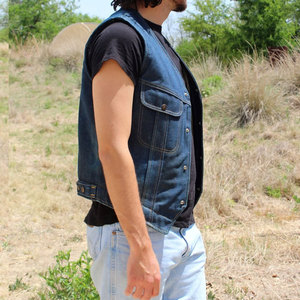 Meilleures ventes Gilet en jean sans manches pour hommes, fabriqué en usine, gilet en jean respirant et confortable pour adultes - Product Image 2