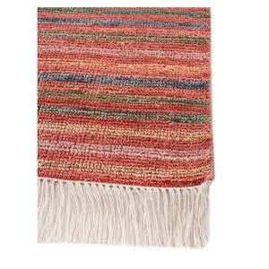 Tapis en laine grande surface Blythe rouge et orange noué à la main AKWL-1906 à motif rayé pour couloir et salon 9x12 pouces - Product Image 4