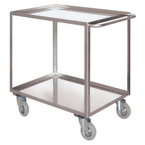Medium 2-Tier Stainless Steel Rack with Swivel Wheels & Brakes Standing Type Kitchen Containment <b>Edge</b> - Product Image 1