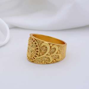 Bague Chevalière Croix de la Foi en Laiton Plaqué Or 18 carats, Symbole Chrétien Sacré, Spirituelle et Religieuse, Vente en Gros, Unisexe - Product Image 3