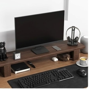 Organizador de Escritorio Minimalista de Madera para Monitor con Estante de Almacenamiento y Gestión de Cables, Accesorio de Oficina para Escritorio - Product Image 2