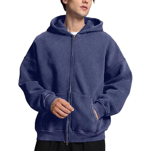 Sweat à capuche lourd délavé à l'acide pour homme, broderie personnalisée technique Puff, haute qualité, effet vintage délavé à la pierre, 100% coton, vente chaude - Product Image 1