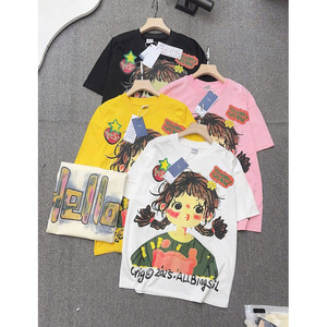 Gran oferta, camiseta informal de algodón a la moda para mujer, ropa de calle estilo transpirable a rayas, Top corto ajustado con letras XS S XL para verano - Product Image 2