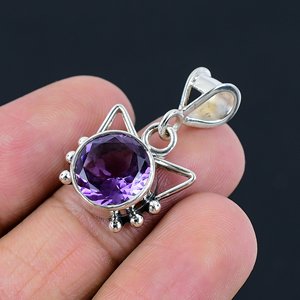 Colgante de Amatista Natural con Engaste de Bisel en Plata de Ley 925, Estilo Casual/Deportivo, Gema Púrpura de Corte Brillante, Joyería Fina - Product Image 4