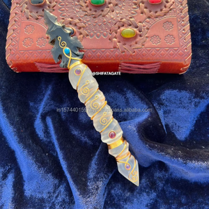 Varita de Punta de Flecha de Selenita, Obsidiana Negra Hecha a Mano, Alambre Envuelto, Cristal Curativo, Feng Shui, Energía de Limpieza Espiritual - Product Image 1