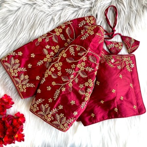 Modern Banarasi Silk Modest Tops Khatli Handwork Patrón abierto con Heavy Ton to Ton Beads para el verano para ropa formal - Product Image 1