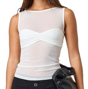 Camiseta sin Mangas de Malla Casual de Hip Hop, Color Sólido, Personalizada, de Alta Calidad, Transpirable, Ecológica, de Secado Rápido, para Hombre, Sexy, 100% - Product Image 6