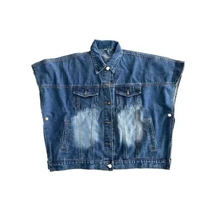 แจ็กเก็ตยีนส์แขนกุดคลุมไหล่แฟชั่นเทรนด์สตรีทแวร์เสื้อโค้ทคาร์ดิแกนกระดุมแถวเดียวคอปกวินเทจสำหรับผู้หญิง - Product Image 5