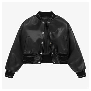 2023 Venta caliente diseño personalizado hombres moda lujo Regular cuero genuino motocicleta chaqueta sin cuello transpirable impermeable - Product Image 3