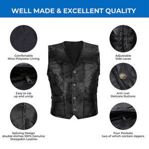 Produit Portable Gilet En Cuir Hommes En Cuir Épais Confortable Professionnel Gilet En Cuir Pour Hommes - Product Image 3
