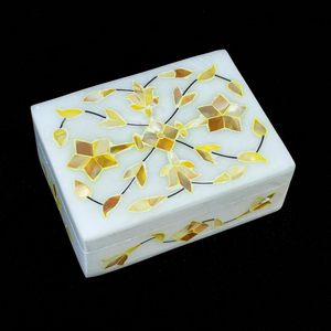 Boîte de rangement pour bijoux en marbre rectangulaire à motifs floraux, fabrication directe d'usine Stonecrafts International, disponible en gros - Product Image 5
