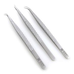 Kounain Pince à cils en acier inoxydable de 14cm de qualité professionnelle Isolation fine 45 degrés Sharp Satin Nano Fiber Pointed for - Product Image 4