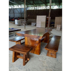 ชุดโต๊ะรับประทานอาหารเฟอร์นิเจอร์ทำ Slabwood สีน้ำตาลสำหรับเฟอร์นิเจอร์โรงแรมและเฟอร์นิเจอร์ร้านอาหาร - Product Image 1