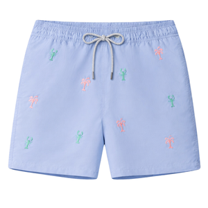 Shorts de bain imprimés bleu clair pour hommes, séchage rapide, maillots de bain d'été confortables - Product Image 1