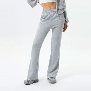 2025 último diseño pantalones acampanados para mujer Material de calidad superior cintura elástica de talla grande Color sólido Material de lana plana - Product Image 1