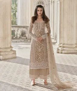 Abbigliamento etnico indiano Designer Georgette pesante con sequenza di ricamo lavoro Fancy Salwar Kameez Suit per abiti da sposa e Festival