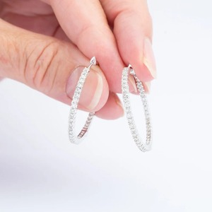 Fully White Moissanite Diamond Sterling Silver Hoop <b>Earrings</b> Excellent Cut Beautiful <b>Earrings</b> Customized <b>Earrings</b> Gift for Women - Product Image 1