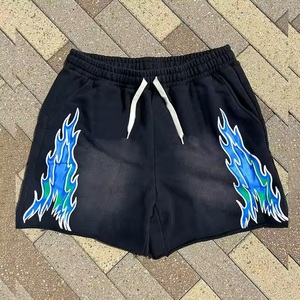 กางเกงขาสั้นกีฬาผ้าฝ้าย100% สำหรับผู้ชายกางเกงวิ่งออกกำลังบนถนนสูงสีทึบพิมพ์ลายได้ตามต้องการผ้าแคนวาสดุ - Product Image 4