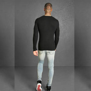 IGH uality en lack olour uull Eck cuello olyester ottotton IX ususcle it Hirt hiror ALE Men hirompression - Product Image 5